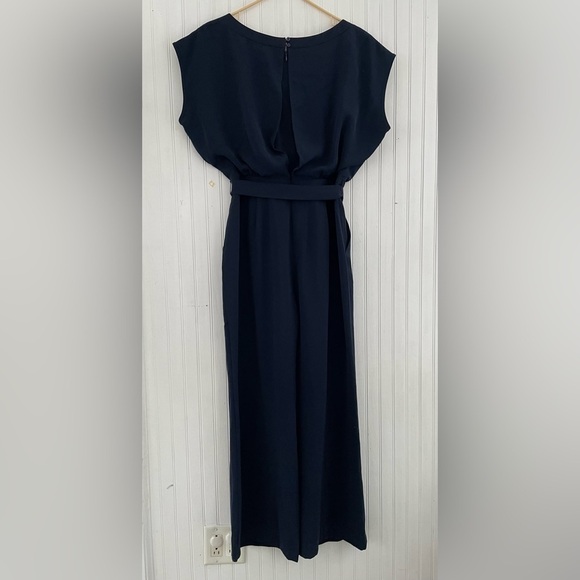 ELIZA J Navy Jumpsuit Casual Soft Full Length Wide Leg Jumpsuit Size 10 - Picture 3 of 11